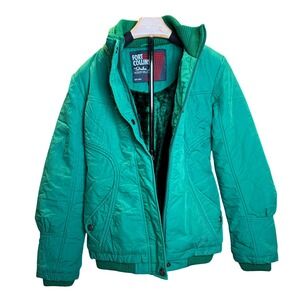 Retro Fort Collins Green Puffer Jacket Faux Fur Lined Women's Medium Ski Jacket